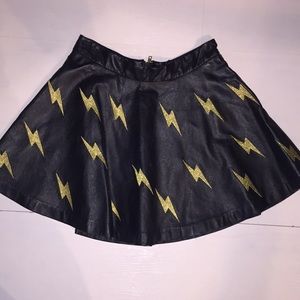 Pleather circle skirt- lightningbolts